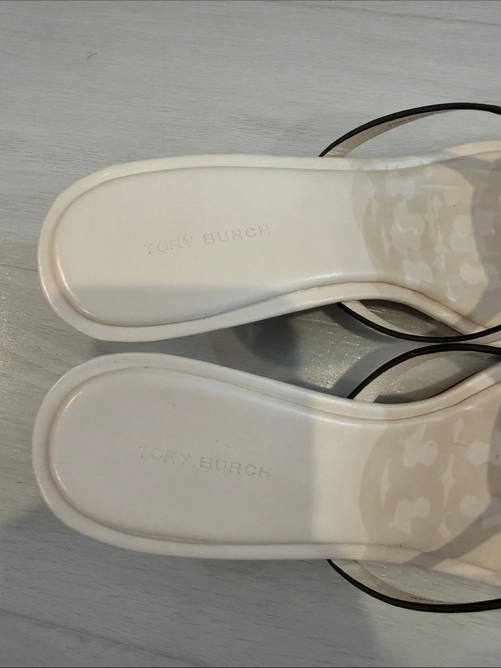 Tory Burch Ivory Logo Slide Mule Heels